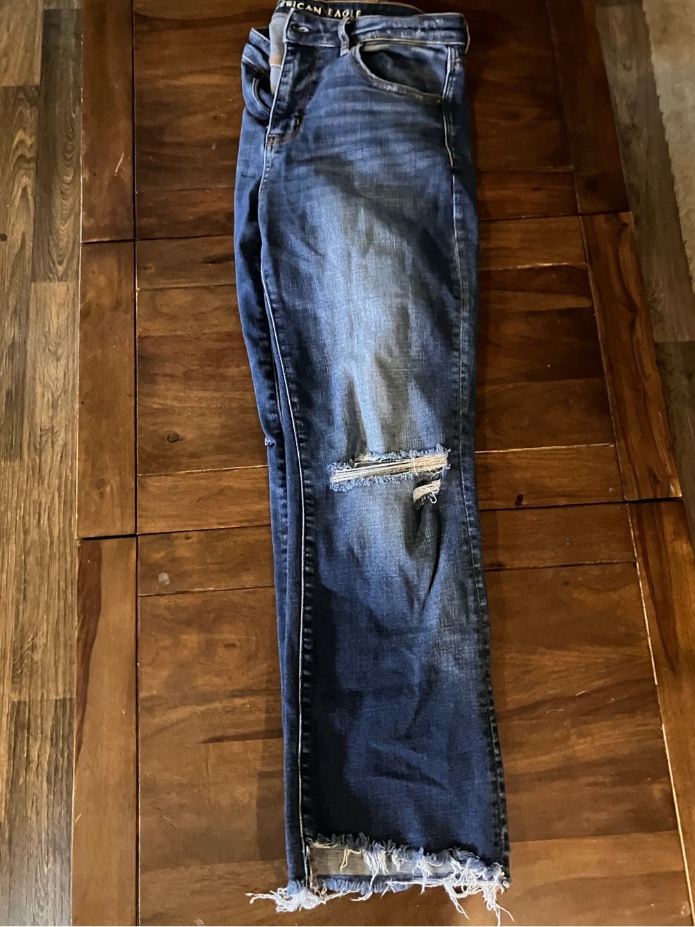 American Eagle Outfitters Women’s Distressed Blue Crop Jeans